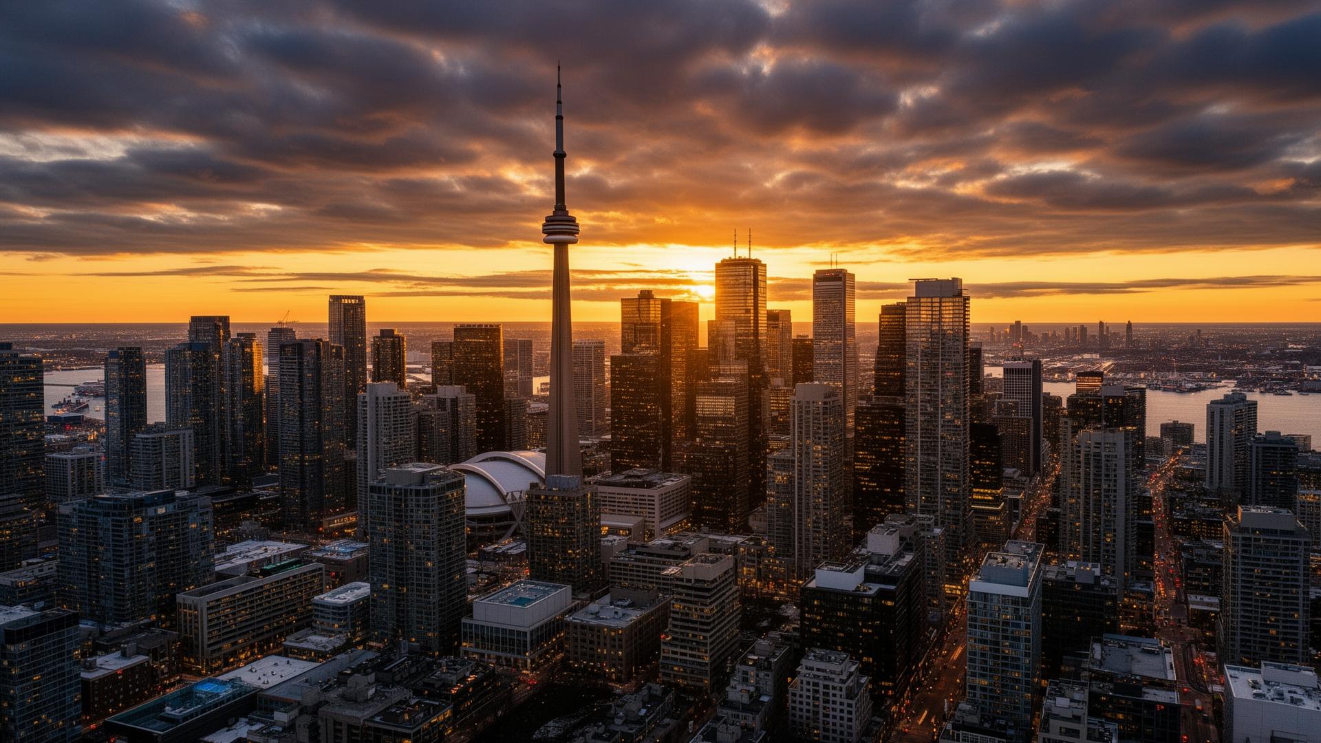 Toronto skyline at dusk